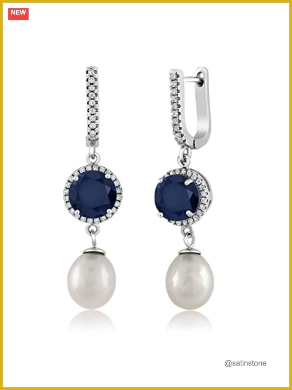Cultured Freshwater Pearl & Gemstone Drop Dangle Earrings 925 Sterling Silver